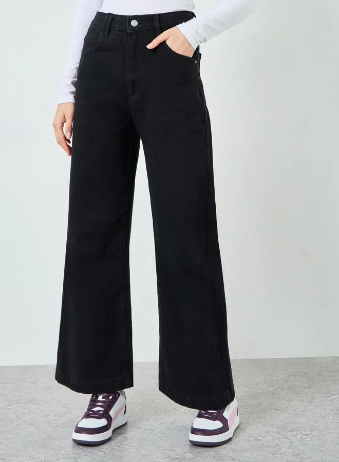 Women Black Wide Leg Jeans